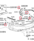 Diagram showing placement of 20 Piece Fender Liner Screw Bolts Kit For Toyota And Lexus Models 90159-60498 on vehicle parts.