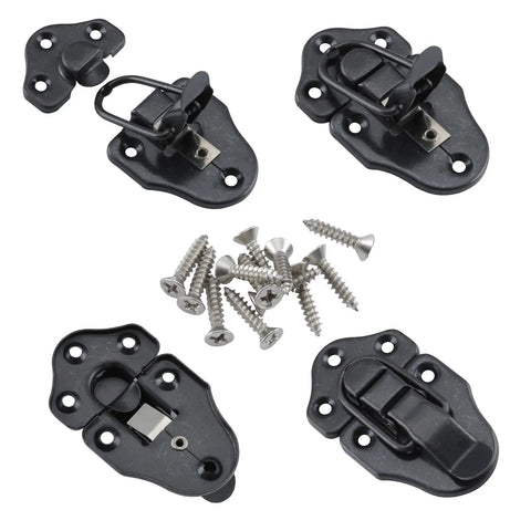 Duckbilled Toggle Hasp Latch Set 2 Pack with screws for jewelry boxes and wooden cases, oil rubbed bronze finish