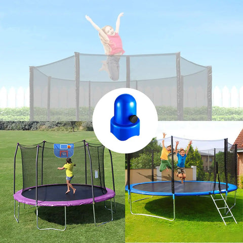 1.5 Inch Trampoline Enclosure Pole Caps With Screw Thumb For Net Hook Replacement Kit, 8 Piece Blue Set, trampoline installation