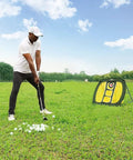 Golfer practicing with Chipping Net Pop Up Golf Net For Backyard Driving And Indoor Outdoor Practice Improve Short Game Accuracy