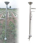 One Hand Garden Seeder And Seed Spreader Tool for Precise Sowing in a field, stainless steel construction.