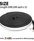 Pro Grade Closed Cell Foam Tape Strips 1 4 By 1 4 Inch Full 30 Foot Spread Weather Resistant Neoprene Gasket in rolled form