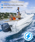 Family on boat demonstrating 11 Ft Throttle And Shift Remote Control Cable For Outboard Motors Compatible With Johnson Evinrude Controls