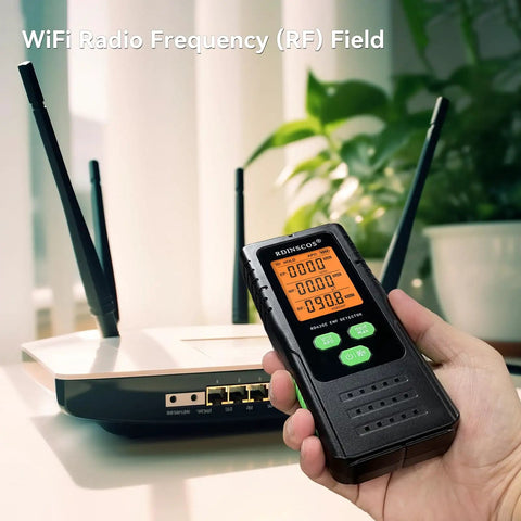 3 In 1 EMF Detector For Home And Office Use With Tri Color LCD And Audible Alerts Detects AC Magnetic Electric And Microwave EMF Fields Near Smart Meters And Cell Towers on WiFi router
