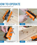 Steps to use Self Centering Doweling Jig With Aluminum Alloy Guide Bushings for precise woodworking joints and furniture assembly