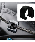 Close-up of black C-clip clamp securing cable on bike frame from 50 Pack Bicycle C Clips Clamps Kit For MTB And Road Bikes