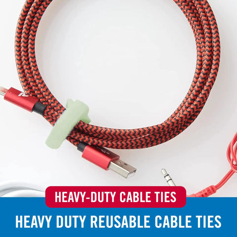 Pastel Cable Ties Heavy Duty Reusable Bulk Pack Must-Have 60 Count 8 Inch by 0.5 Inch One Wrap Straps around red cable