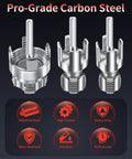 Pro-grade carbon steel components of 4 In 1 PVC Pipe Threader Kit For Drill With Internal And External Threading And Reaming Fits One Half Three Quarters One Inch PVC PP PE Pipes To Create NPT Threads For Leak Free Water Fittings Heavy Duty Plastic Tool 3 Piece Set.