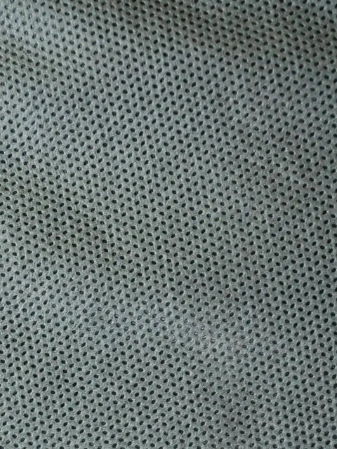 Close-up of gray fabric texture of Lite N Kool Plus Disposable SMS Coverall with Elastic Cuffs and Front Zipper Abrasion Resistant Gray 2X Large Protective Suit for Dry Particulates Case of 25.