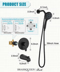 Product size details for Dope Matte Black Tub Shower Faucet Set With Six Water Modes And Magnetic Handheld Valve Kit.