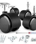 Two Inch Caster Wheels Set Of Four With Five Sixteenth Inch Valve Stem And Rotating Top Plate Installation Options Heavy Duty Casters