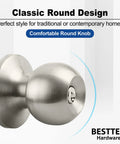 Keyed Entry Door Knob With Lock Satin Nickel Finish All Metal Construction Includes Three Keys Adjustable Backset
