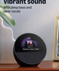 Dope Wireless Smart Alarm Clock With Sleek Build And Thumping Bass Solid For Nightstands Or Kitchens Checks Weather Streams Tracks Manages Connected Devices Glossy Black displaying music with vibrant sound on touchscreen.