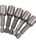 Fabulett Metric Nut Socket Set With 1/4 Inch Hex Shank Adapter For Impact Rated Drills And Screwdrivers Featuring Quick Release Chrome Vanadium Steel Drivers In 5 Pc Variety Including 8 Mm Head Size, five sockets