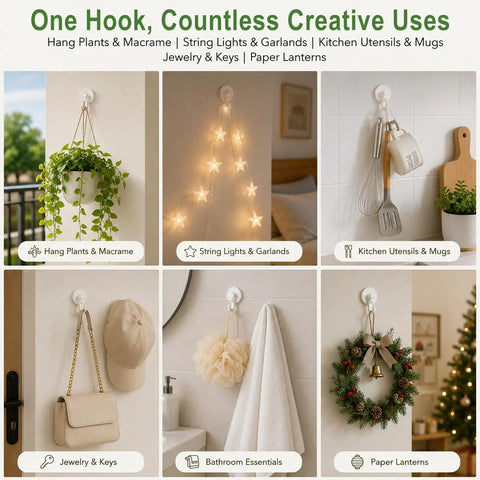 Heavy Duty Adhesive Ceiling Hooks For Hanging Plants No Drill Wall Mounts Renters Dream Peel And Stick Rack System That Delivers Major Bang For Your Buck Straight Up, displaying various uses.