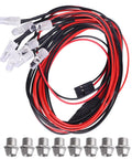 8 LED RC Light Kit With 4 White And 4 Red Lights For Traxxas Slash Rustler Tamiya Arrma Redcat And Other RC Cars Trucks Crawlers Dope Setup Powered By Receiver 5mm LEDs showing wiring and connectors