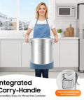 Woman holding Built Like A Tank 304 Stainless Steel Airtight Canister For Kitchen Storage in a modern kitchen.