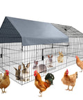Beefy Heavy Duty Metal Chicken Coop And Run With Waterproof Cover 86 Inch Long By 40 Inch Wide Portable Backyard Poultry Fence Playpen