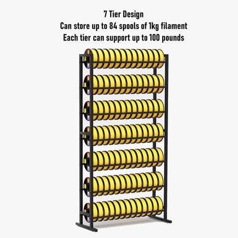 Heavy Duty 7 Tier 3D Printer Filament Rack And Storage Shelves Badass Spool Holder With Space Saving Design Holds 84 Reels Plus Adjustable Feet For Garage Studio Workshop Setup Ready