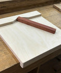 Heavy Duty Desktop Wood Carving Jig With Killer Grip And Precision Stop Made For Newbie Whittlers and weekend woodworkers, showing birch plywood base with raised stop.