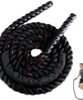 Beast 1.5lb Weighted Jump Rope For Men And Women, black polymer rope with protective sleeve and ergonomic grips.