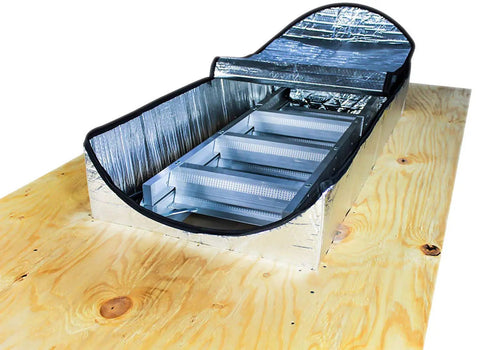 Energy Saving Attic Door Insulation Cover For Stairway Opening 25 By 54 By 11 Inches With Easy Access Zipper Aluminum Insulated Attic Tent Quick Install Keeps Drafts Out And Heat In over stairs