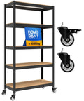 Heavy Duty 5 Tier Garage Shelving Unit Boltless Adjustable Metal Storage Rack 36.2 Inch Wide Standing Shelves For Garage Pantry Closet Or Office Black with casters