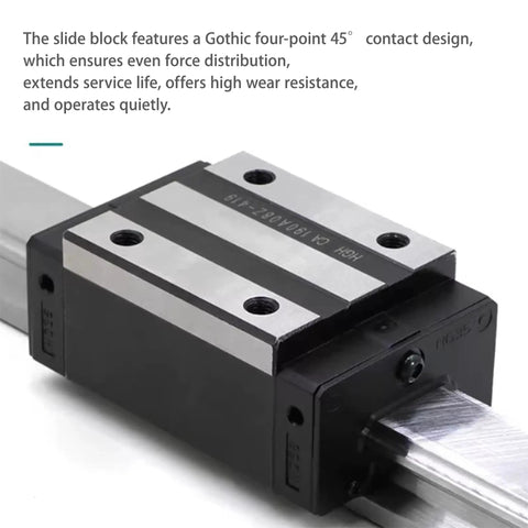 Close-up of HGH15 CA carriage block on Beefy Square CNC Linear Rail Kit HGH15 39.37 Inch 1000mm Long Guide Rail 15mm Wide