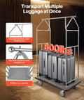 Hotel Luggage Cart With Brushed Stainless Steel Finish And Grey Carpeted Deck Bellman Valet Cart With 6 Inch Rubber Wheels 800 Lbs Capacity For Hotels Condos And Resorts Silver For Easy Transport