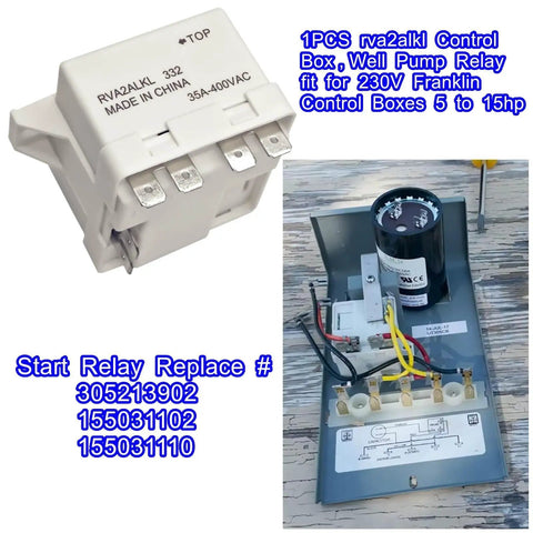 35A 230V Well Pump Relay For Auto Panel Mount Control Box 5-15HP Fit For Franklin Units plug-in relay, silver contacts