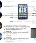 Remote control for Bluetooth Control 16W Twinkle Fiber Optic Star Ceiling Lighting Kit with various settings and modes displayed