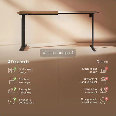 Desktronic HomeOne 60x30 Electric Standing Desk Sit Stand Home Office Ergonomic Height Adjustable with dual-motor design