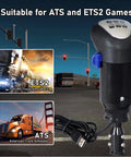 USB Truck Simulator Shifter Knob For ATS And ETS2 PC Racing with connection cable and gear settings for immersive control.