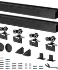 72 Inch Ceiling Mount Bypass Sliding Door Hardware Rail Kit Black Aluminum Alloy For Wood Doors Easy Do It Yourself Installation With Durable Rail System Suitable For Various Wood Door Styles No Door Included
