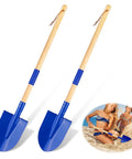 Two Pack Beach Shovels for Kids With 27.2 Inch Wood Handle Metal Spade Detachable Shovels for Sand Digging Snow Gardening Sandbox Toys Ocean Blue Great Gift for Kids and Adults