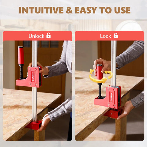 36 Inch Parallel Bar Clamps For Woodworking Dual Pack With 1500 Lb Load Capacity, 3 7 8 Inch Throat Depth, High Precision Carbon Steel, Heavy Duty Wood Clamps For Furniture Making And Project Builds, lock and unlock use on workbench