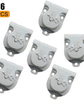 6 Pack Zinc Plated Wall Mount Pulleys, Fixed One And A Half Inch Cable Pulleys With 6 Screw Holes, Silver Small Pulleys, 421 Lbs Capacity, Fits Three Eighths Inch Wire Rope For Lifting, Built Tough, Easy Install, 6 silver wall-mount pulleys