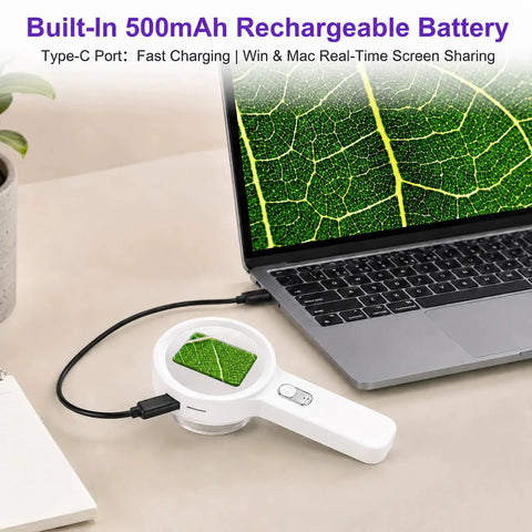 Autofocus Digital Microscope Portable Handheld Scope With 2In IPS Screen And Dual LED Lights 10-200X Zoom For Easy Coin And Jewelry Check Grab And Go For Adults And Kids With Clear Macro View connected to laptop