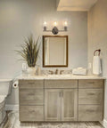 Modern bathroom with Three Light Bathroom Vanity Light In Brushed Nickel Finish With Clear Glass Shades Wall Mounted Over Mirror Hardwired Bath Light Fixtures Easy Up Or Down Installation
