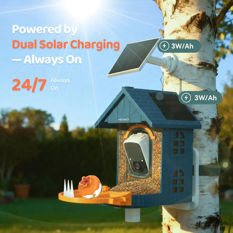 Dope Bird Feeder With Camera Outdoor Birdhouse AI Identifies 11000 Species 3K HD Quality And Arrival Alerts Solar Powered