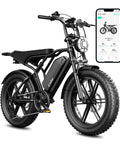 All-Terrain Fat Tire Electric Bike For Adults With 1500W Peak Brushless Motor, phone app display, close-up of 20 inch wheels