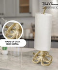 Gold Octopus Paper Towel Holder Made Of Metal Dope Yet Functional Toilet Paper Or Kitchen Paper Roll Stand on Countertop