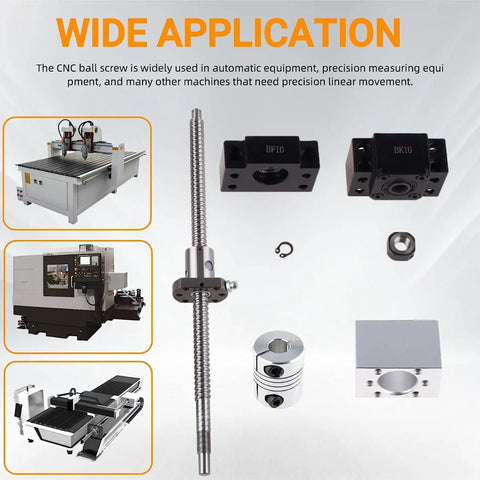 Ball Screw Assembly 400mm Long 12mm Diameter with End Machining and Nut components layout