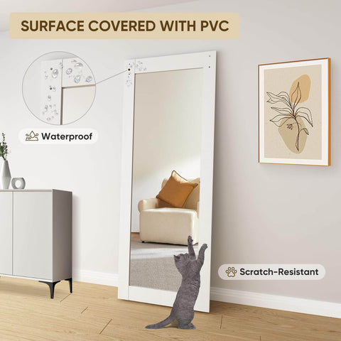 Mirror Barn Door 34x84 Inches With 6 Foot Sliding Door Hardware Kit Included, Full Length One Lite Mirror, shown in living room