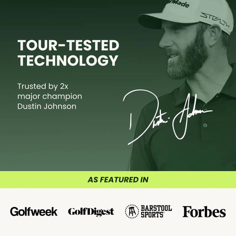 Image of silhouette of golfer showcasing tour-tested technology with endorsements from major publications.