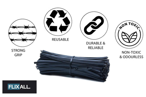5 Inch Twist Ties Pack Of 100 Black Plastic Coated Reusable Tie Wraps for Bags, Cords, Wires and Garden Projects