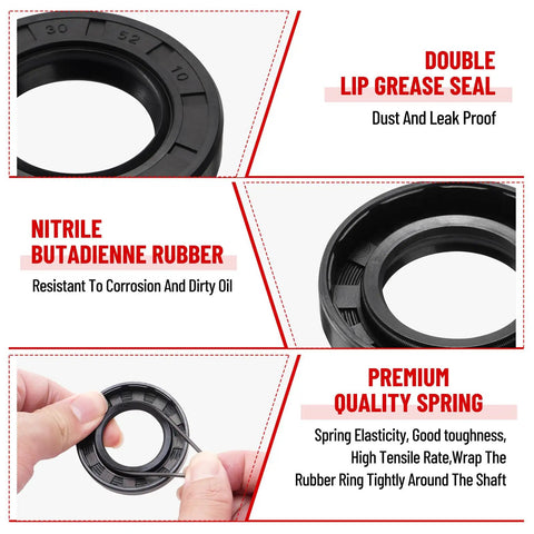 Two Pack 30205 Trailer Bearings Kit with races and TC 30x52x10mm seals showing double lip grease seal design.
