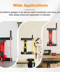Wall Mounted Floor Jack Stand Storage For Racing Jacks 1.5 To 3 Tons, Universal Wall Rack Mount Brackets, installed in workshop
