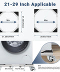 Beefed Up Stainless Steel Washing Machine Dolly Cart With Lockable Wheels 700 Lb Capacity diagram showing dimensions and wheels