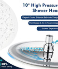 10 Inch Rain Shower Head With 12 Inch Adjustable Extension Arm No Fuss All Metal Chrome Finish High Pressure Rainfall